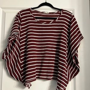 White and burgundy shirt